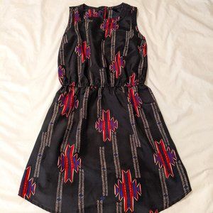 Aqua Black Tribal Pattern Sleeveless Dress Size XS
